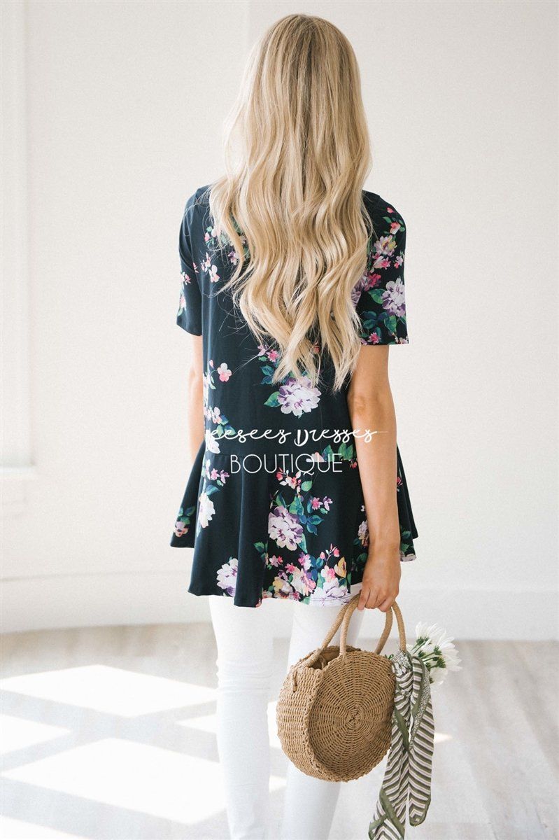 High Neck Floral Peplum Top