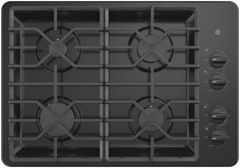 GE 30 Inch Gas Cooktop with 4 Burners - Black