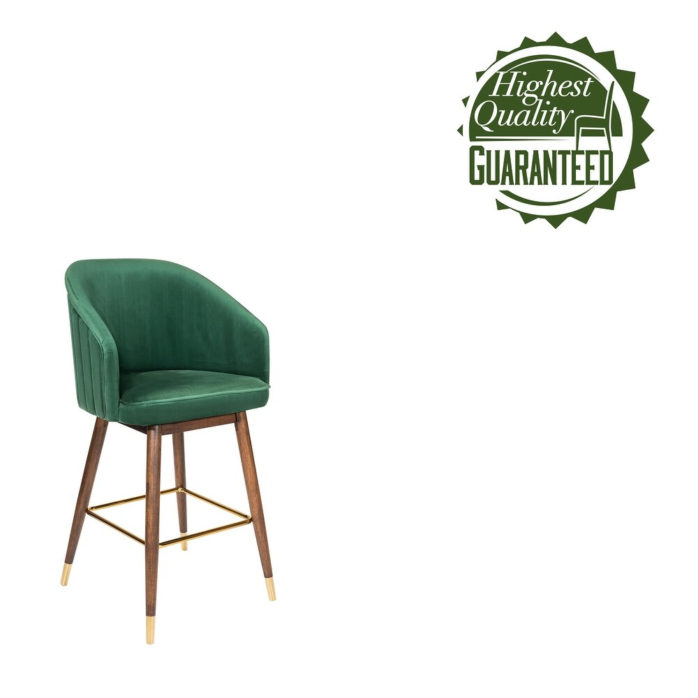 Porthos Home Olea Velvet Upholstered Bar Stools with Rubberwood Legs  Set of 2