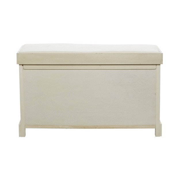 Traditional Wood Storage Basket Bench White Olivia amp May