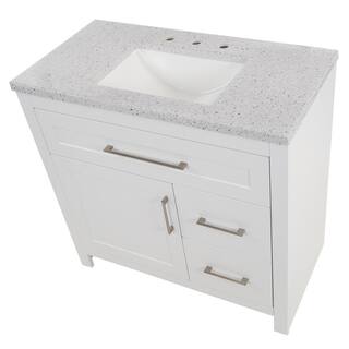 Home Decorators Collection Clady 36.5 in. W x 18.8 in. D x 35.4 in. H Freestanding Bath Vanity in White with Silver Ash Cultured Marble Top HD2036P2-WH