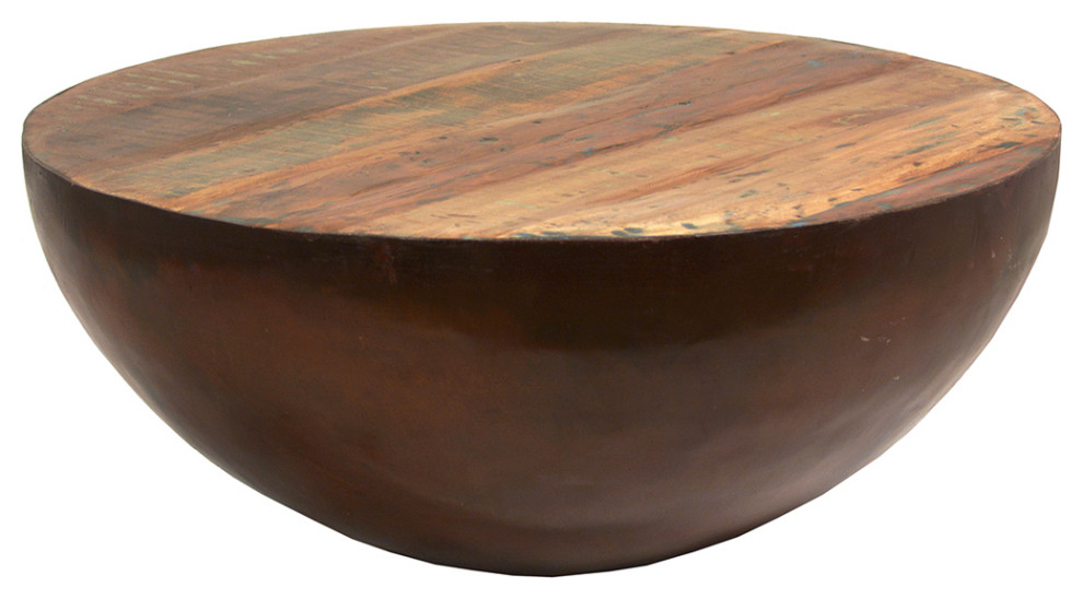 Salvaged Wood and Iron Bowl Coffee Table   Rustic   Coffee Tables   by Design Mix Furniture  Houzz