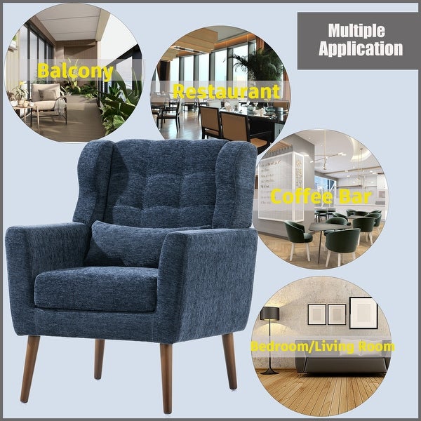 Modern Accent Chair Upholstered Foam Filled Living Room Chairs Comfy Reading Chair with Chenille Fabric Lounge for Living Room