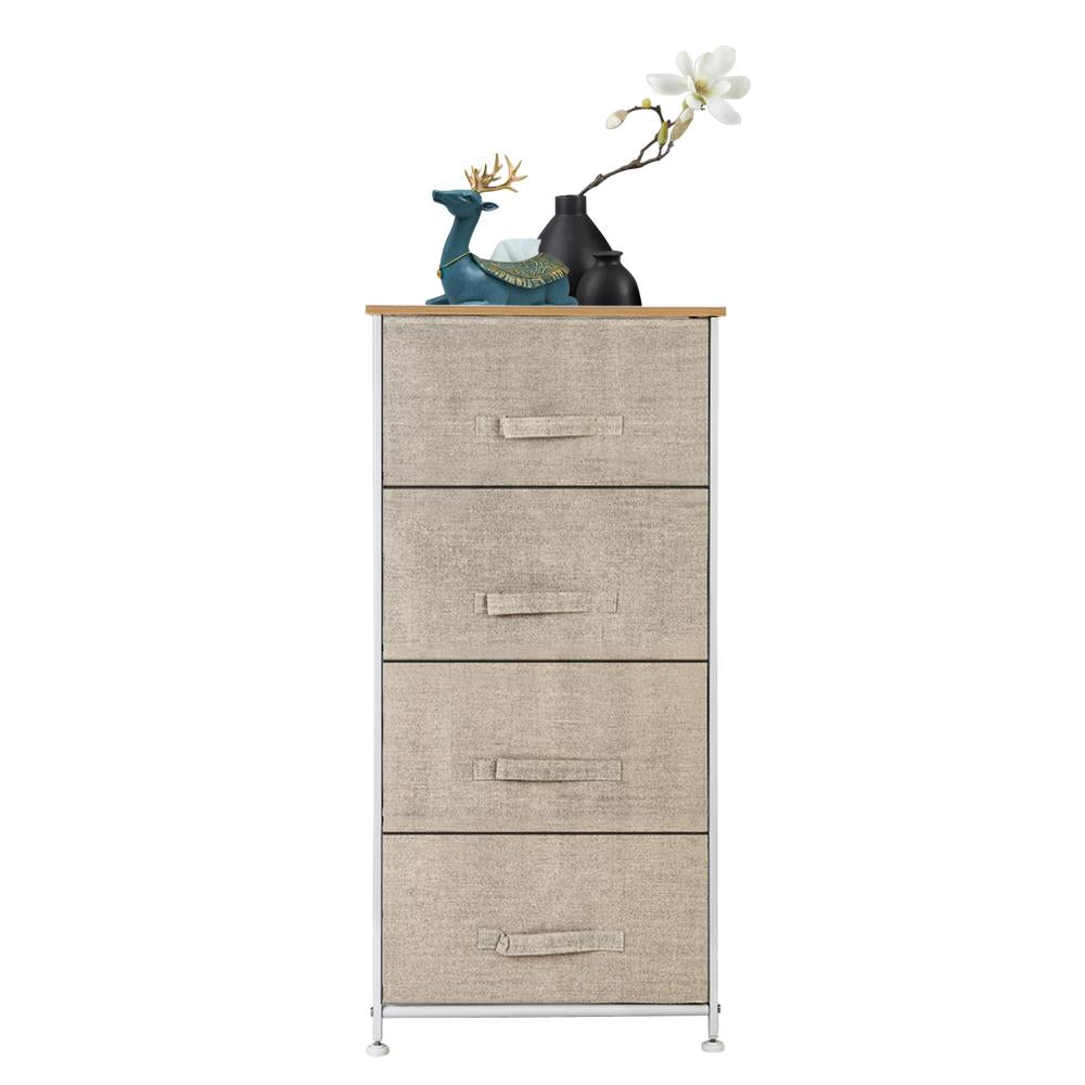 Zimtown 4 Drawers Dresser,  Nightstand Storage Organizer Closet Tower Chest for Living Room  Entryway, Beige