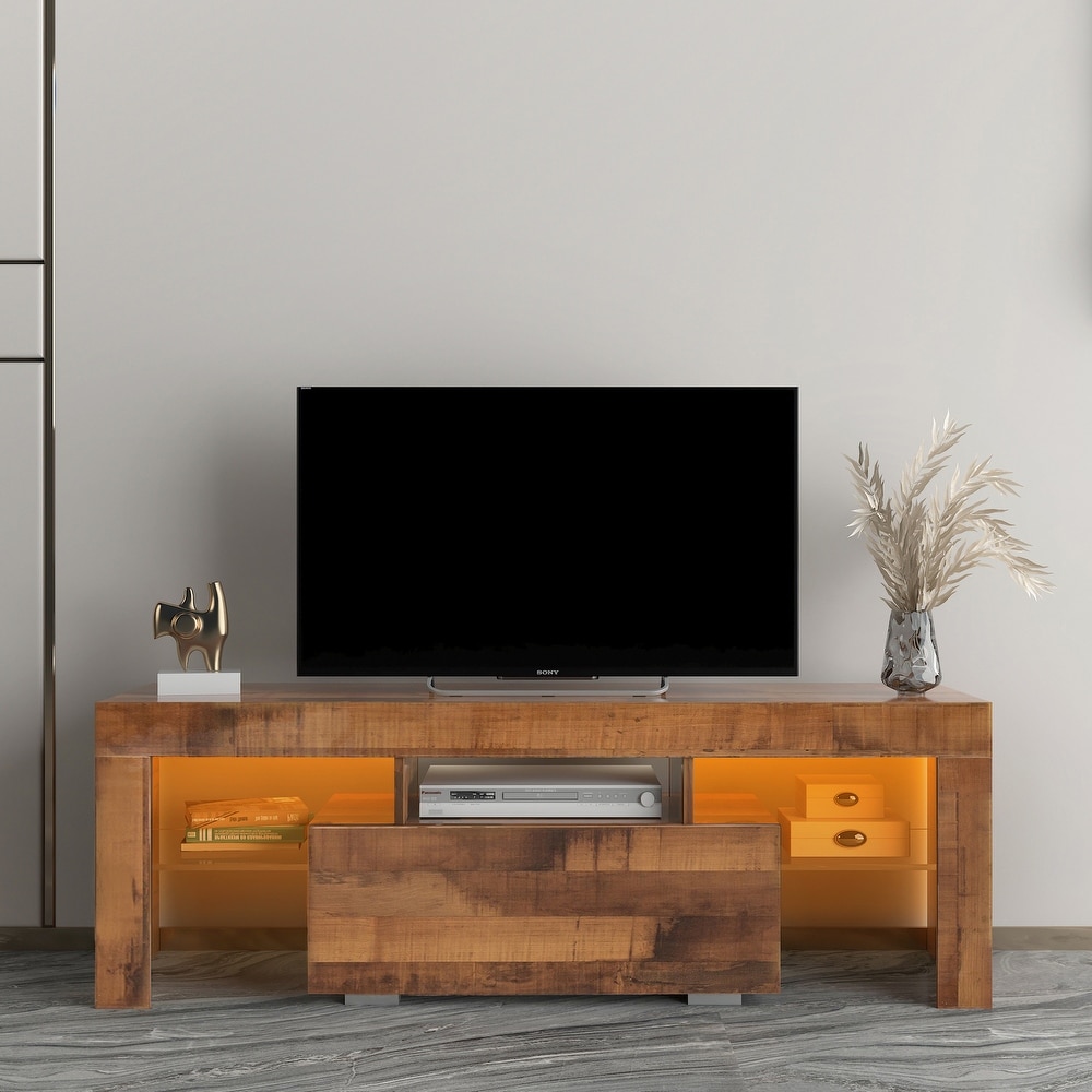 Entertainment TV Stand  Large TV Stand TV Base Stand with LED Light TV Cabinet.