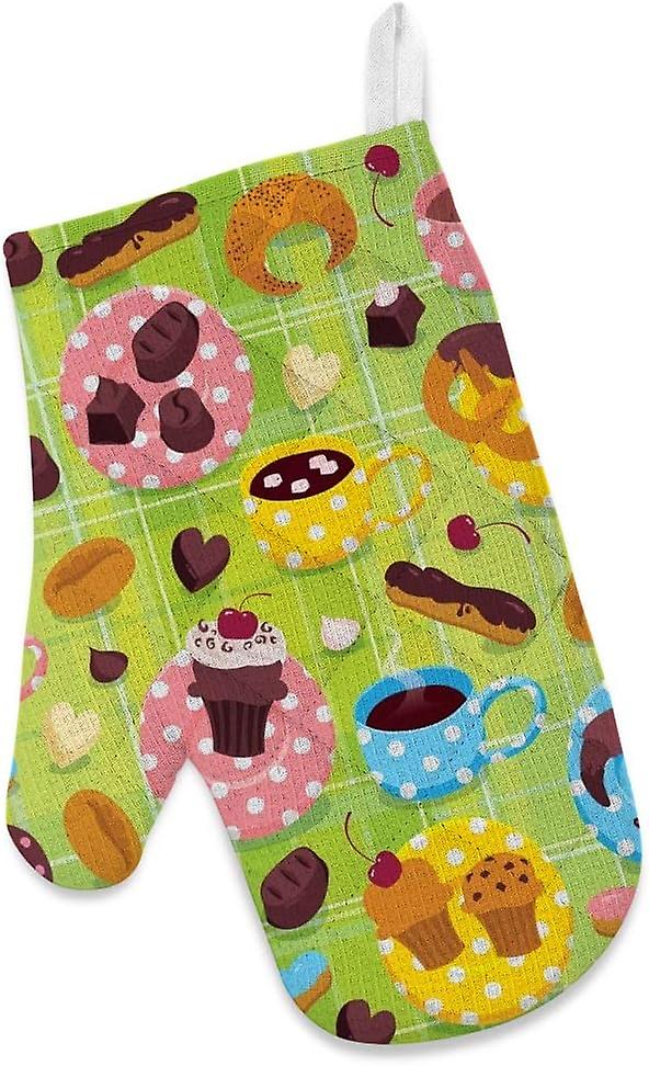 Insulation Kitchen Oven Mitts Potholder Apron 3pcs Set Coffee Tea Muffins Sweets Non Slip Heat Resistant Gloves For Baking Cooking Bbq