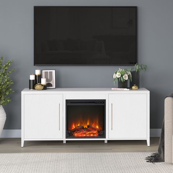 Jasper Rectangular TV Stand with Log Fireplace for TV's up to 65