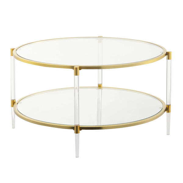 Royal Crest Clear and Gold Acrylic Glass Coffee Table