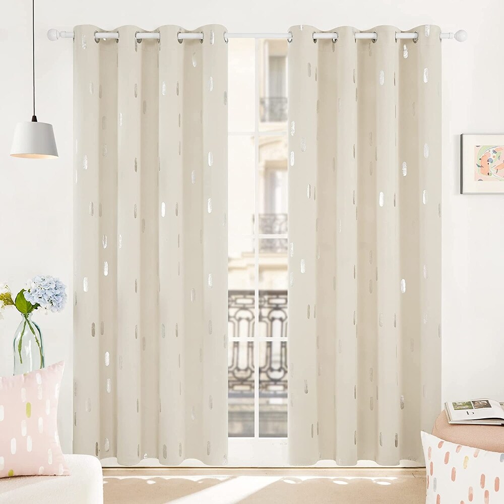 Deconovo Blackout Silver Dots Curtains(2 Panel)