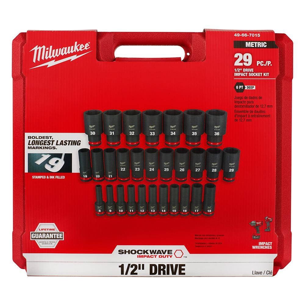 MW SHOCKWAVE 12 in. Drive MetricSAE 6 Point Impact Socket Set (41-Piece) 49-66-7015-49-66-7011