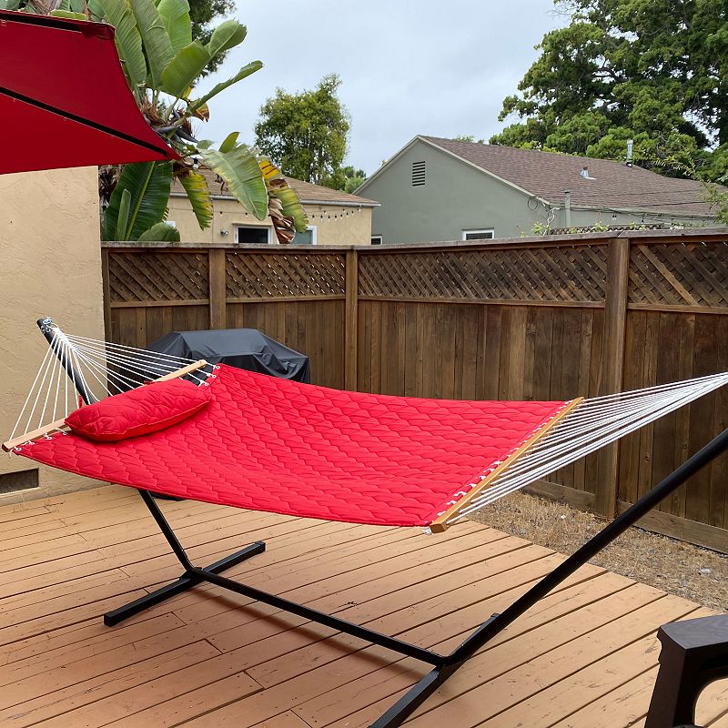 Sunnydaze 2-person Quilted Hammock With 12' Steel Stand