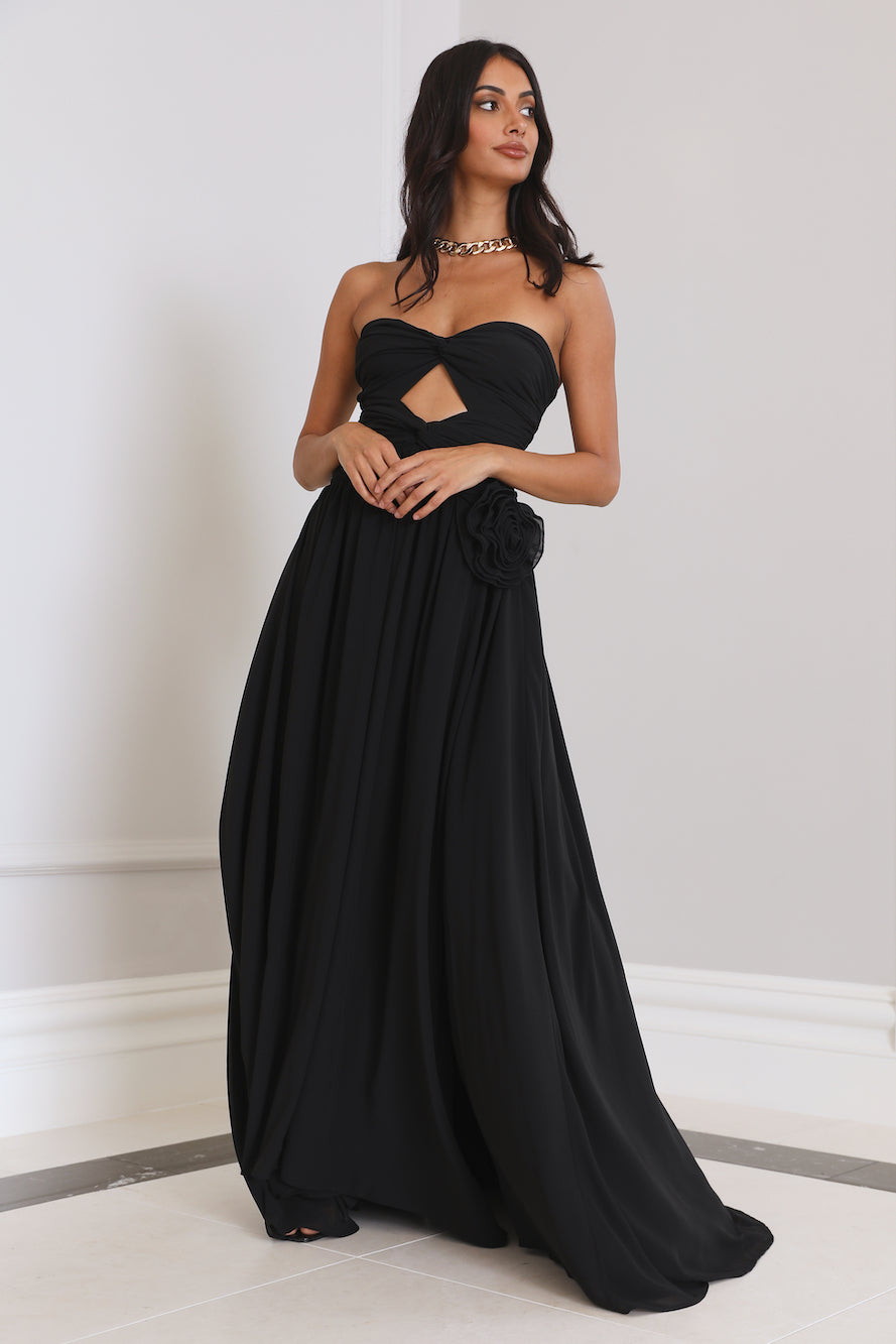 RUNAWAY The Rosette Gown Black