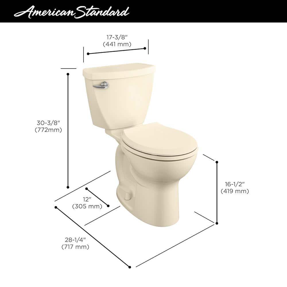 American Standard Cadet 3 FloWise Tall Height 2Piece 128 GPF Single Flush Round Toilet with Slow Close Seat in Bone