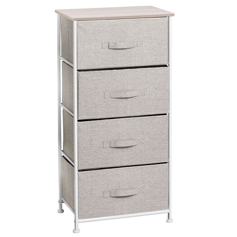 mDesign Tall Dresser Storage Tower Stand with 4 Removable Fabric Drawers