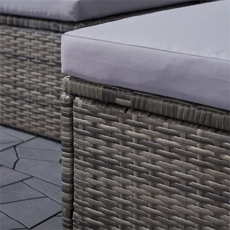 Vifah Daytona 3 Pc Cushioned Wicker Patio Corner Sofa with Ottoman   Light Gray   Tropical   Outdoor Sofas   by Vifah  Houzz