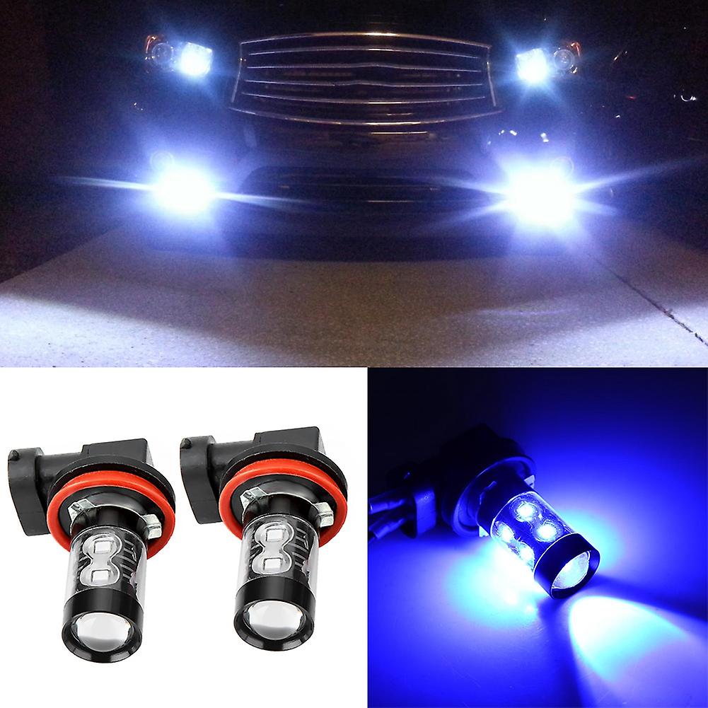 2pcs H11/h8 6000k Blue 50w Led Headlight Bulbs Kit Fog Light Car Driving Lamp