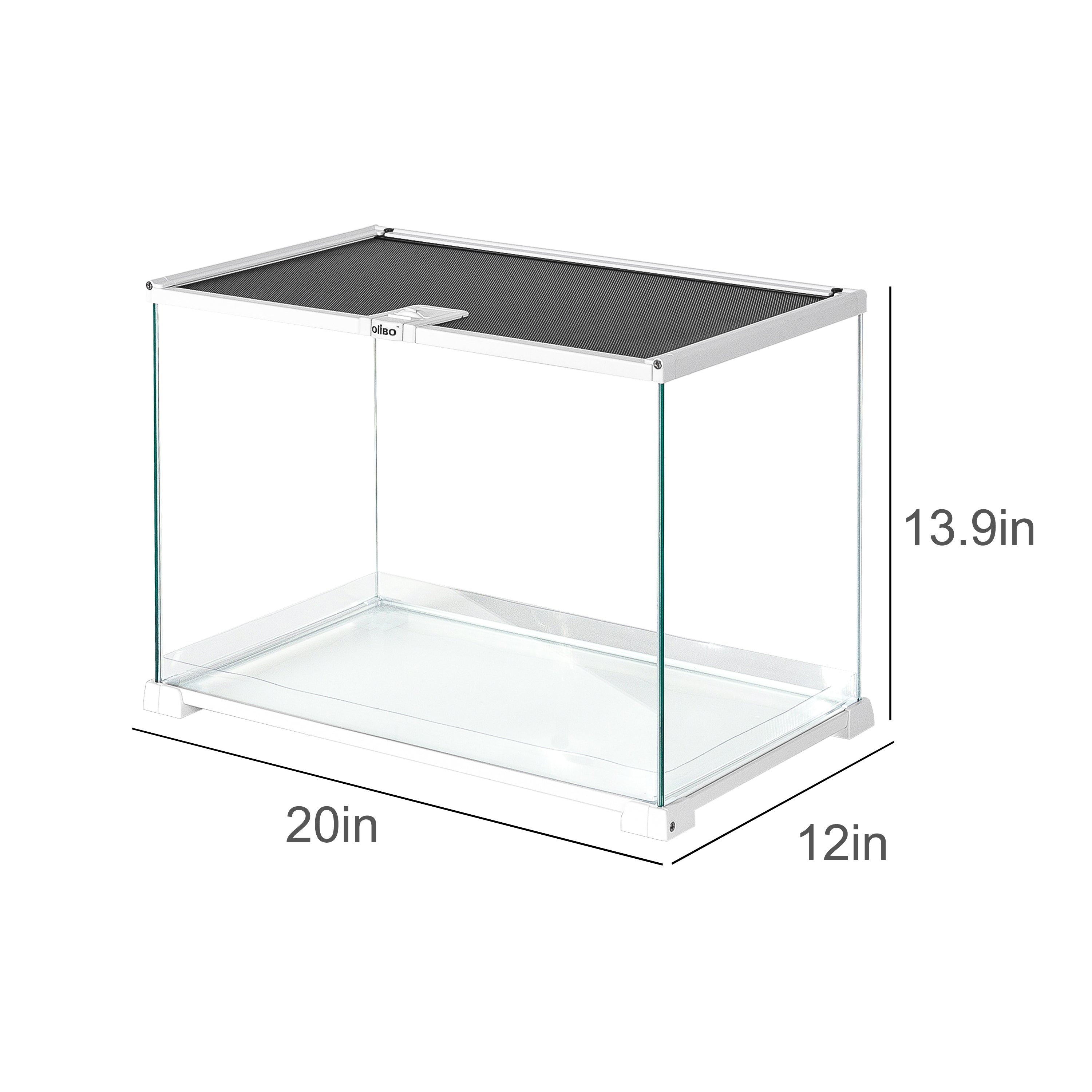 OiiBO Knock-Down Mini Glass Reptile Habitat， 360 Rotation Visually Reptile Terrarium 20”×12”×14”(14.5 gallon)，Easy Assembly.