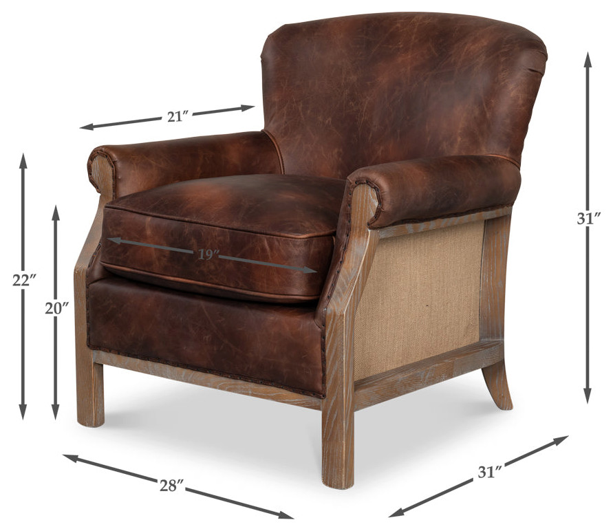 Benjamin Club Chair Brown Leather   Traditional   Armchairs And Accent Chairs   by Sideboards and Things  Houzz