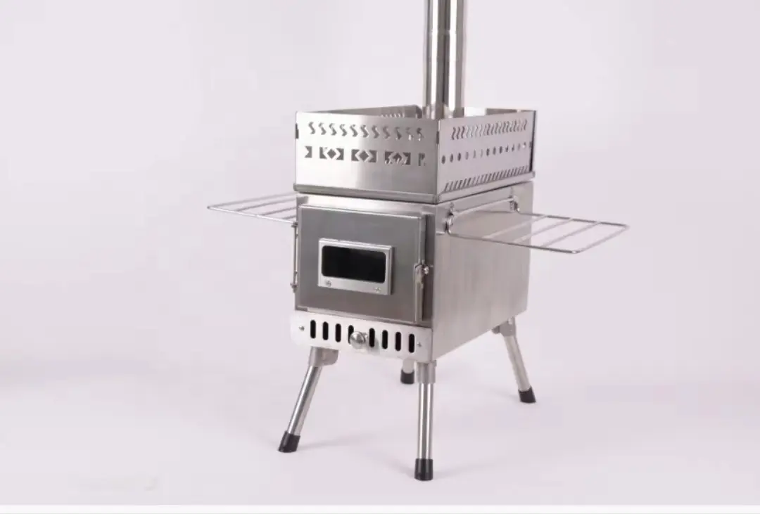 Modern Design Outdoor Multipurpose Folding Portable Wood Burning Camp Stainless Steel Stove with Small Stove