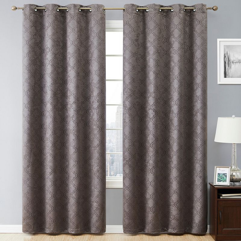 THD Peamont Lattice Thermal Energy Efficient Room Darkening Light Blocking Privacy Blackout Grommet Curtain Panels - Set of 2