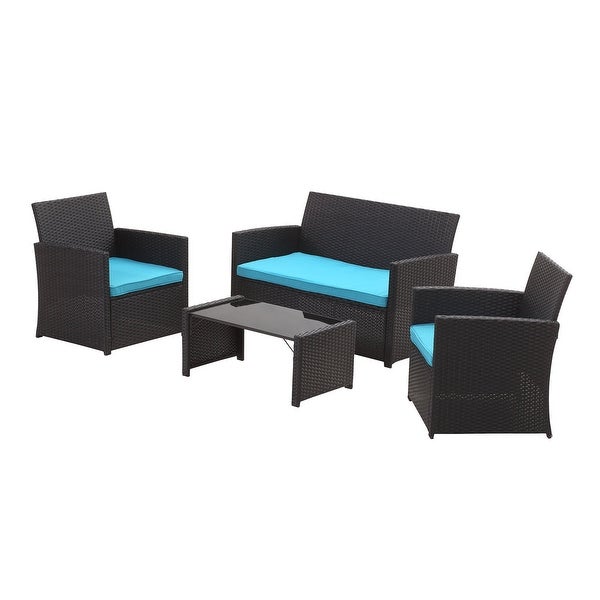 Zenova Outdoor 4-piece Wicker Sofa Furniture Set - Overstock - 35725167