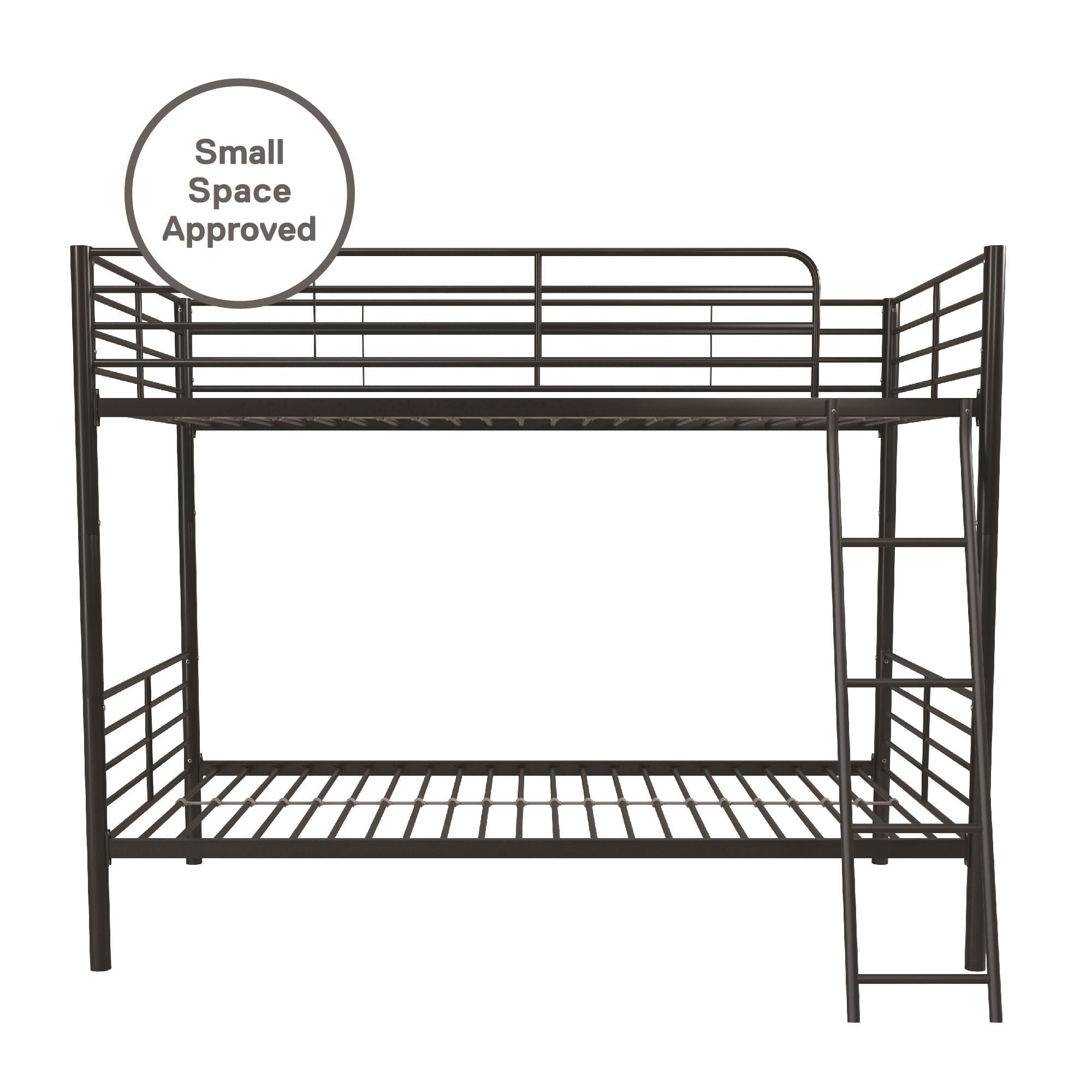 Mainstays Convertible Twin over Twin Metal Bunk Bed, Black