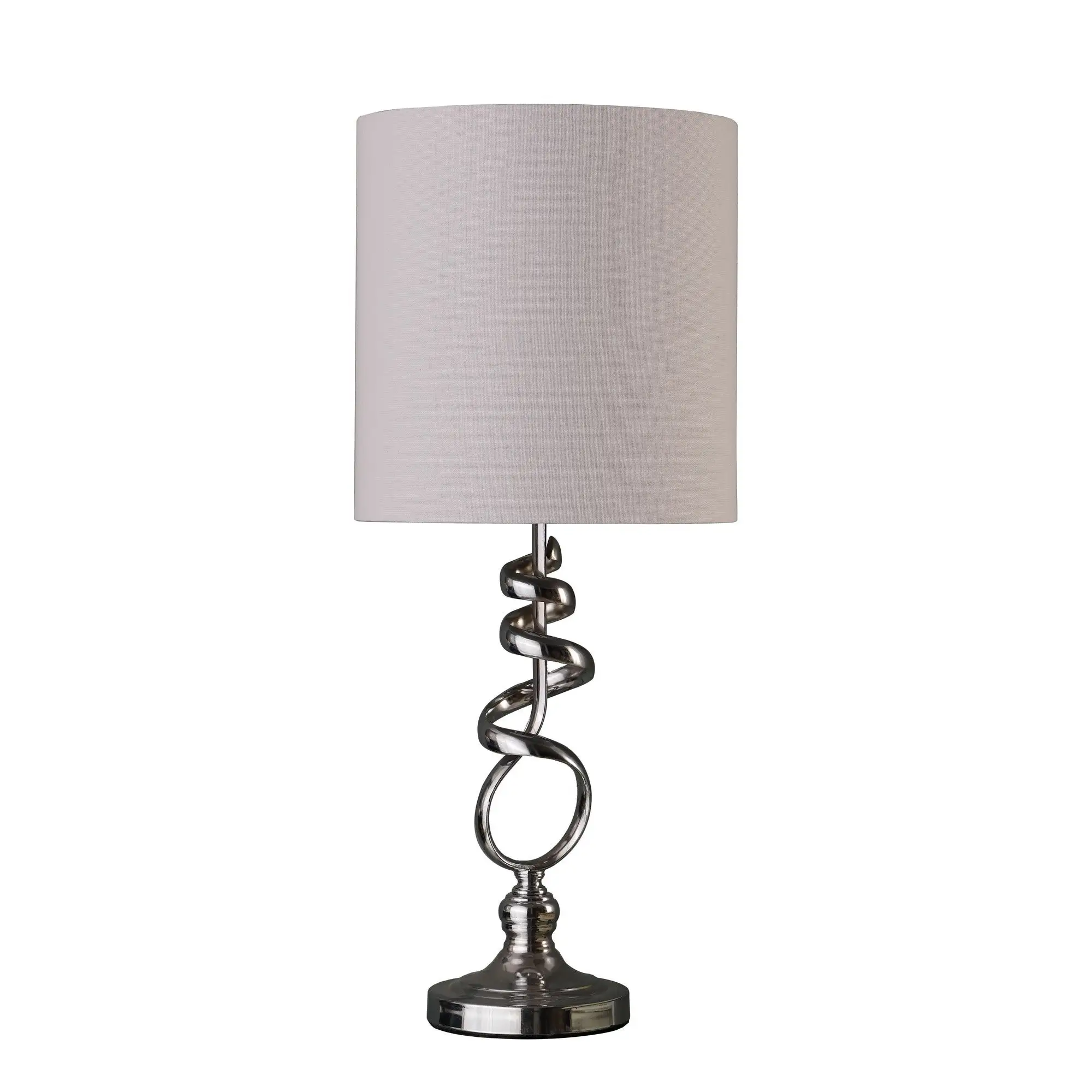 Table Lamp with Curved Abstract Metal Base， Silver