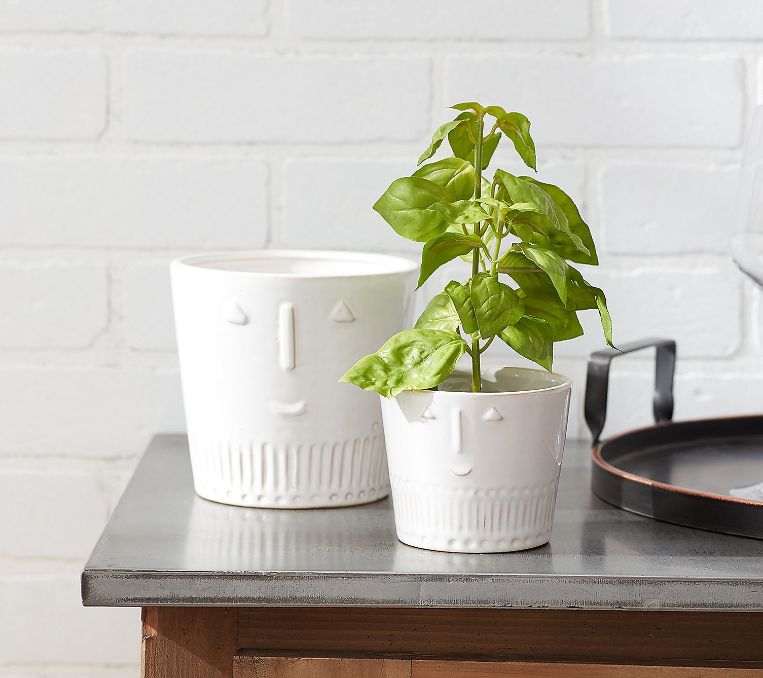 Melrose Porcelain Face Planters (Set of 2)