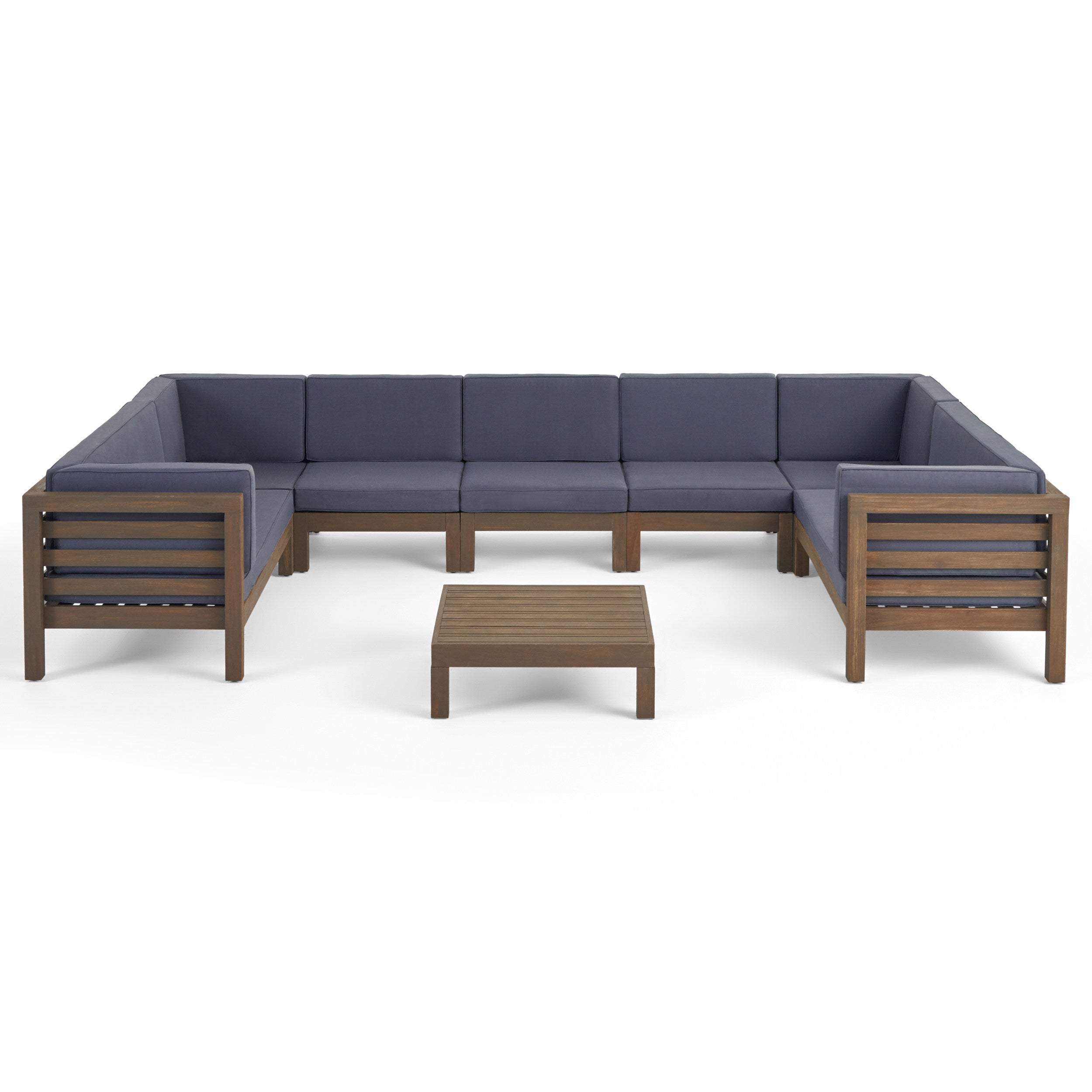 Emma Outdoor 9 Seater Acacia Wood Sectional Sofa Set