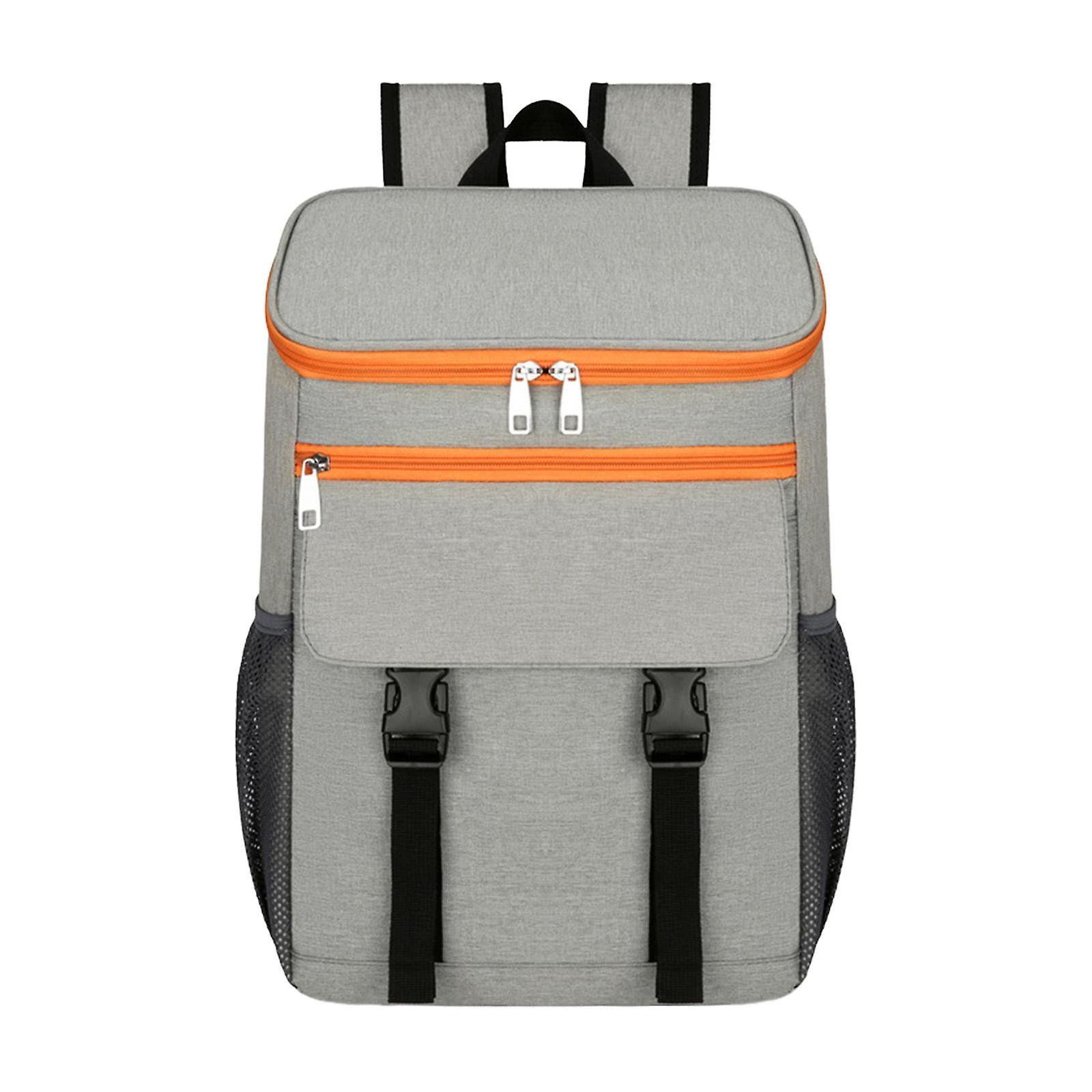 Backpack Large Cooler Bag Pouch For Camping Fishing Day Trips Gray Orange