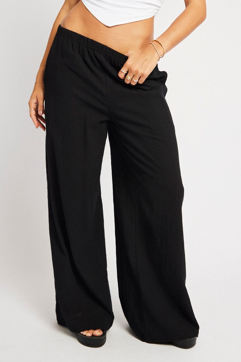 Black Wide Leg Pants High Rise