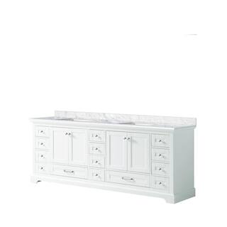 Lexora Dukes 84 in. W x 22 in. D White Double Bath Vanity and Carrara Marble Top LD342284DADS000