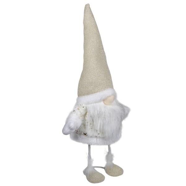 Gnome with Stars and Faux Fur Sweater Christmas Decoration