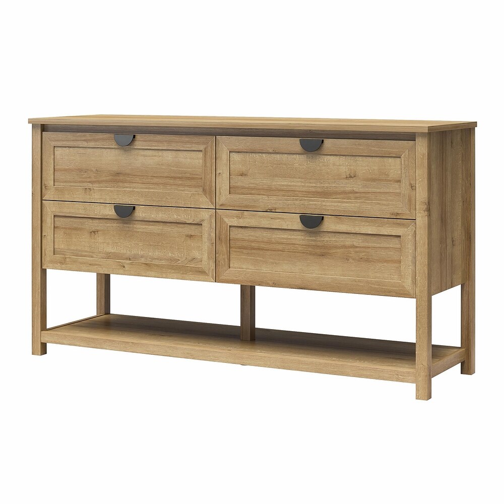 Mr. Kate Primrose Wide 4 Drawer Dresser with Shelf  Ivory Oak