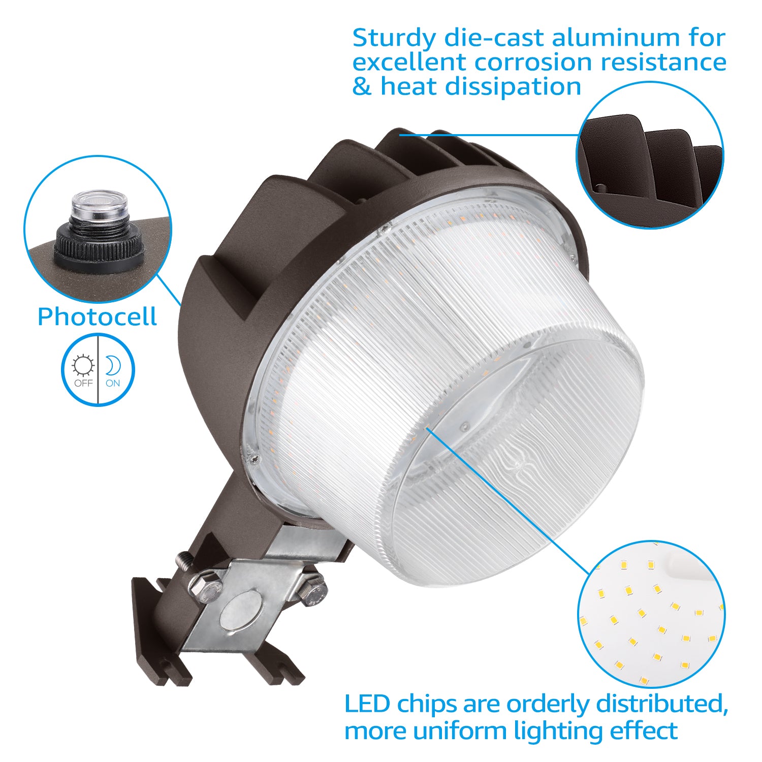 TORCHSTAR LED Barn Light 50W， 6000lm， Dusk to Dawn Yard Lighting with Photocell， 3000K Warm White， ETL-Listed， Outdoor Security/Area Light