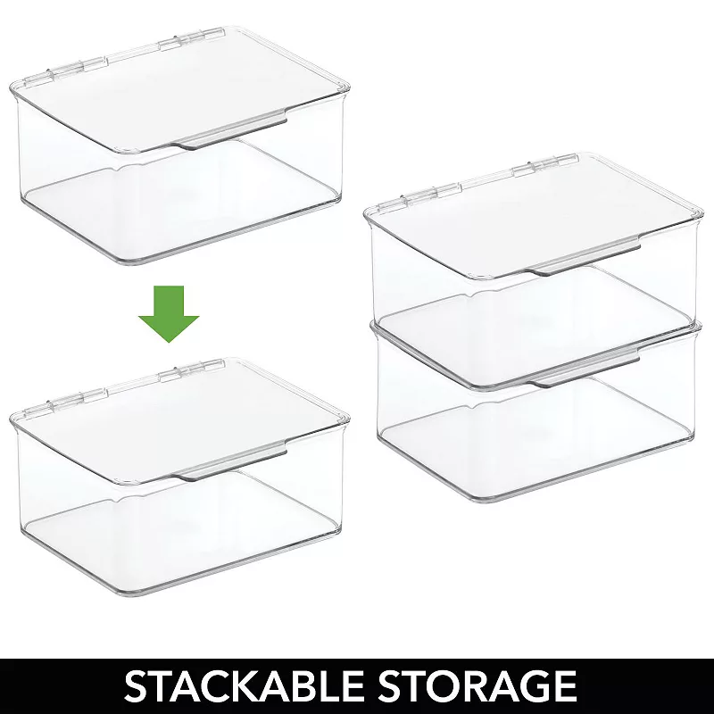 mDesign Plastic Stackable Divided Battery Storage Organizer Box， 2 Pack - Clear