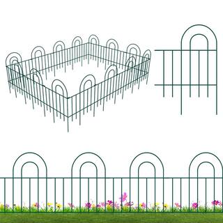 FENCY 32 in. Green Metal Decorative Garden Border Fence HD-A-HW89006