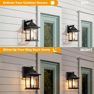 LNC Classic Black Outdoor Wall Lantern Sconce Contemporary 1-Light Hardwired Wall Light with Clear Glass Shade (2-Pack) Y7BZJRHD1748DO8