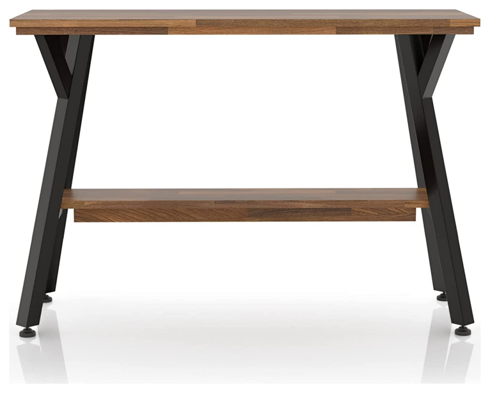 Industrial Console Table  Matte Black Metal Frame With MDF Top  ampLower Shelf   Traditional   Console Tables   by Decor Love  Houzz