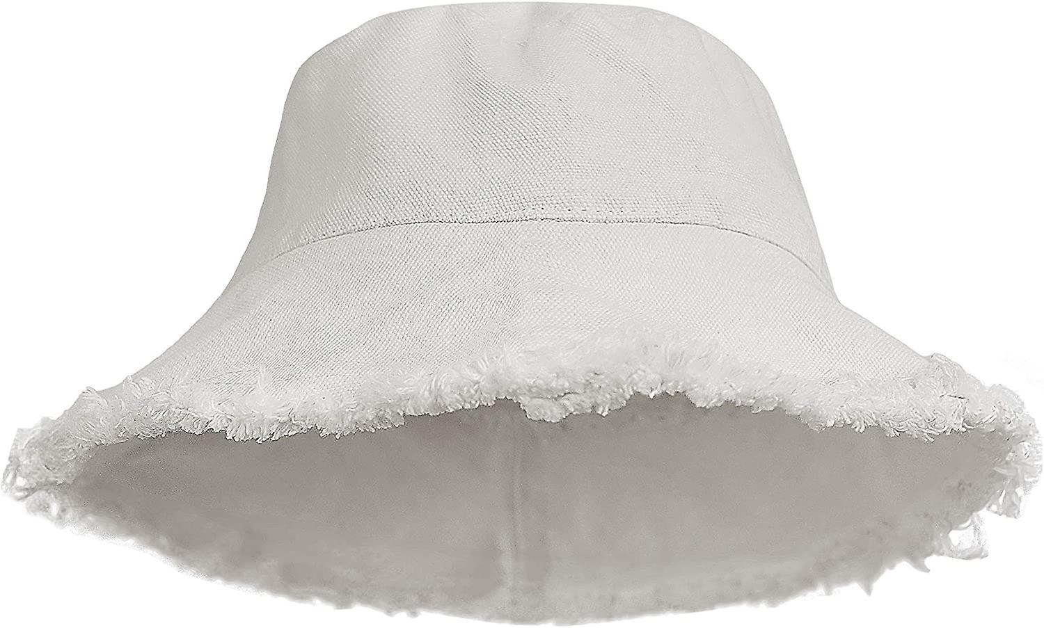 Bucket-hat Distressed Sun-protection Washed-cotton Beach-sun-hat - Summer Wide Brim(3.2inch Brim) Beach Cap(7 1/8 Size)