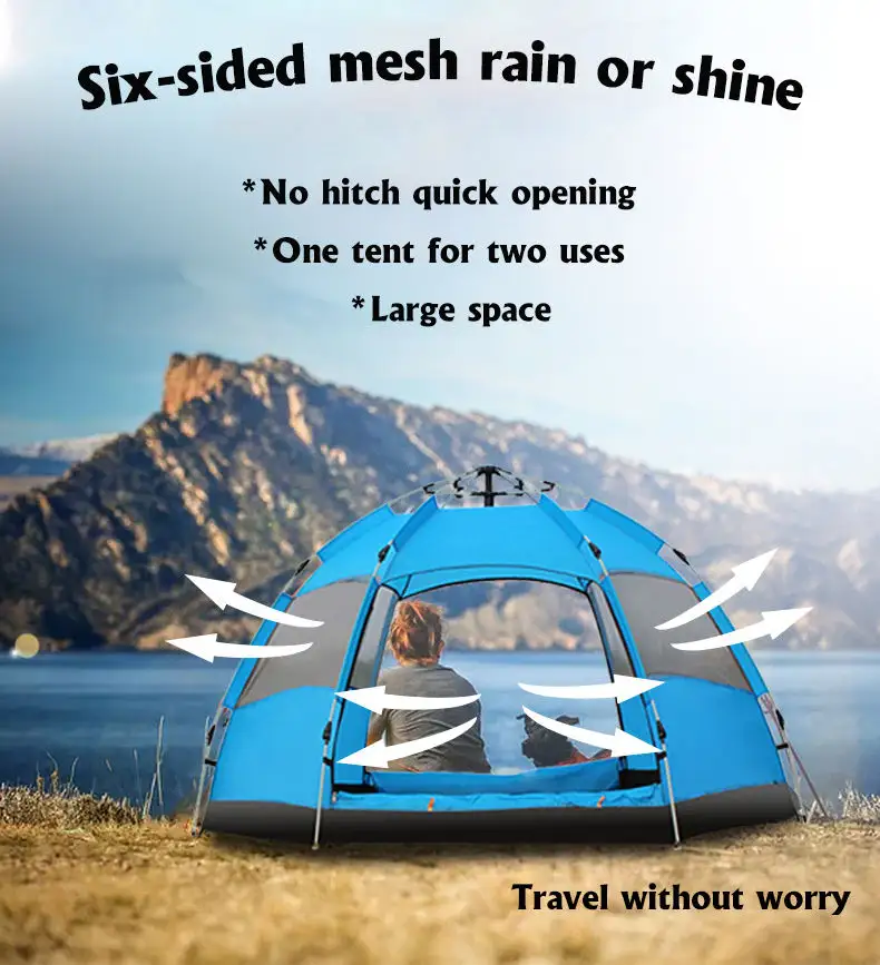 Double Layer 3 5 Person Bedroom Family Hiking Waterproof Outdoor Pop Up Tent for Camping