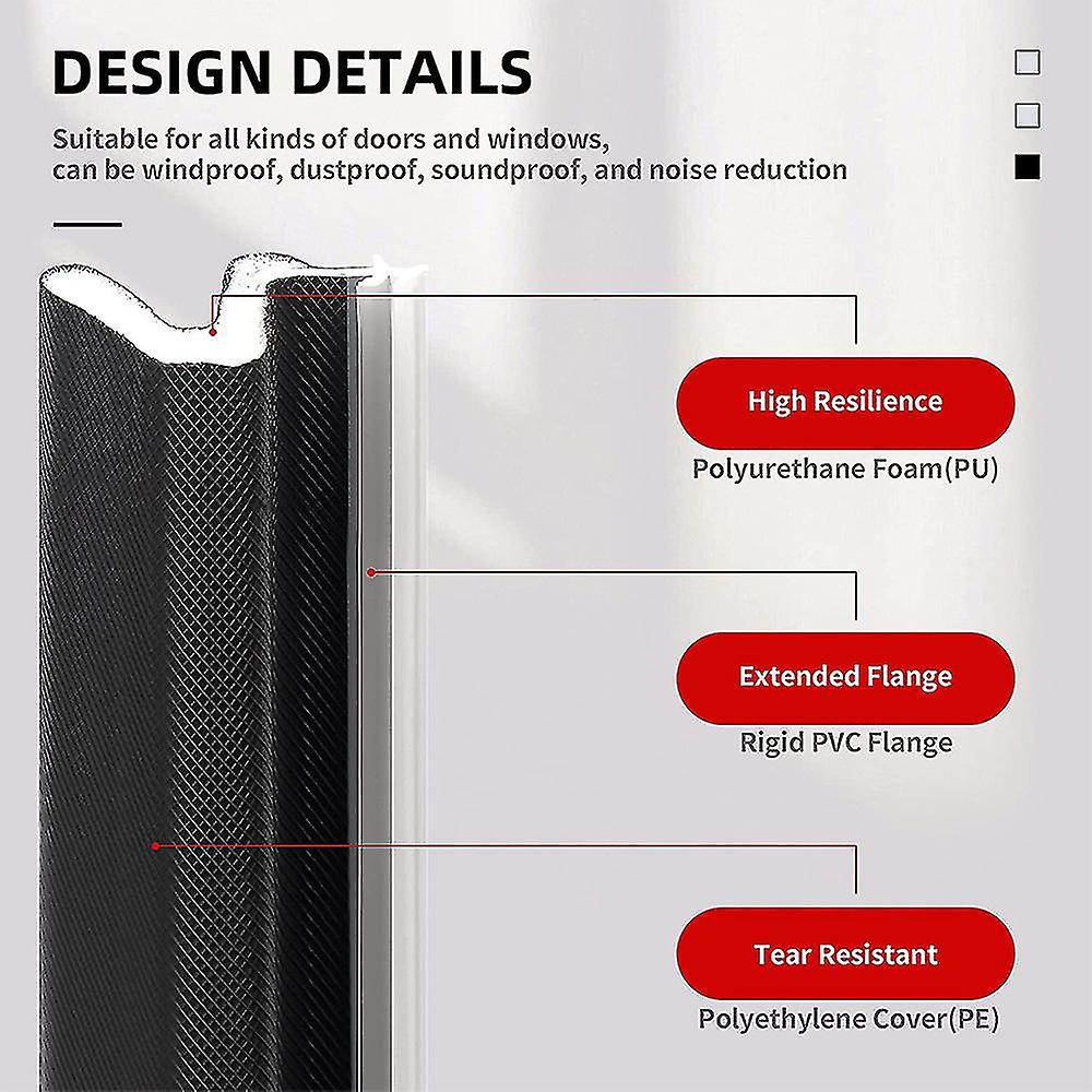 Weather Stripping Seal Strip andquot;qandquot; Foam 26 Feet Long ， Card Slot Installation Seals Large Gap，easily