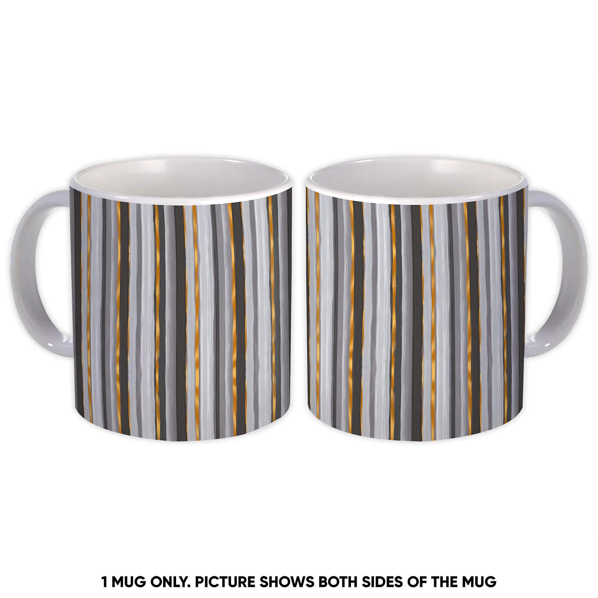 Gift Mug: Painted Golden Stripes Seamless