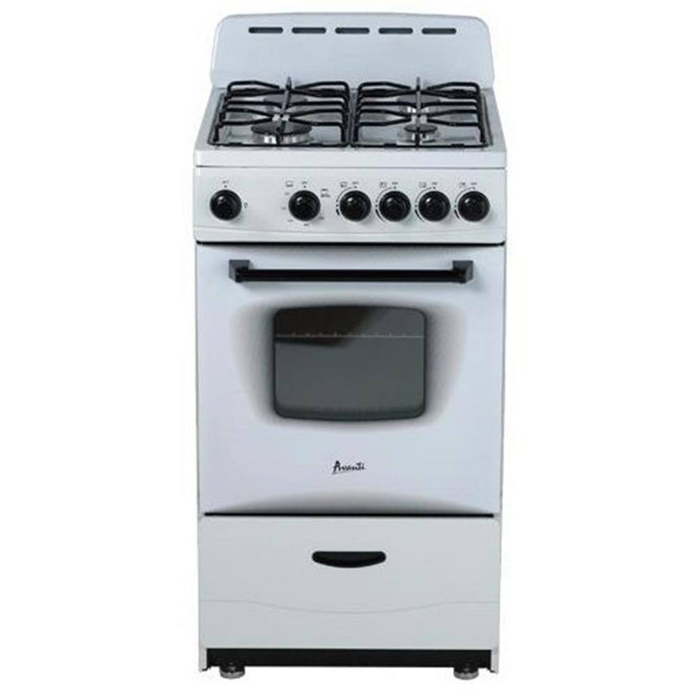 20 in. 2.1 cu. ft 4 Burner Gas Range in White GR2011CW