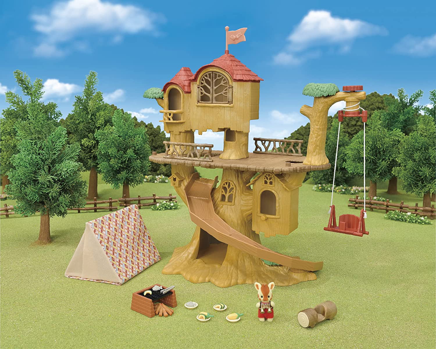 Calico Critters Adventure Treehouse Gift Set, Camping Edition, Dollhouse Playset