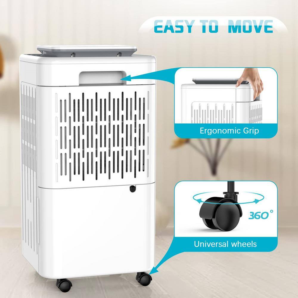 Edendirect 30 pt. 2000 sq.ft. Dehumidifier in White for Home with Drying Clothes Function Auto or Manual Drainage ZJOLRY23061403