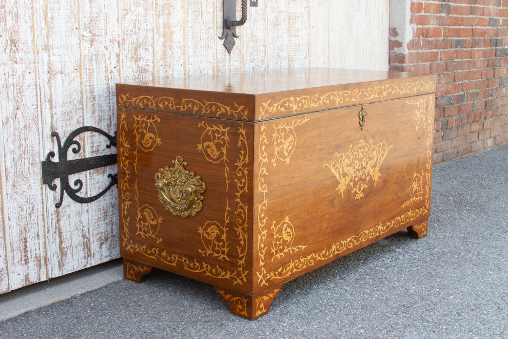 Large Walnut Marquetry Inlay Chest   Victorian   Accent Chests And Cabinets   by De cor  Houzz