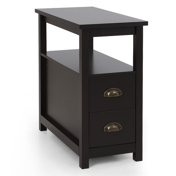 Sophia and William End Table with 2 Storage Drawers and Open Shelf