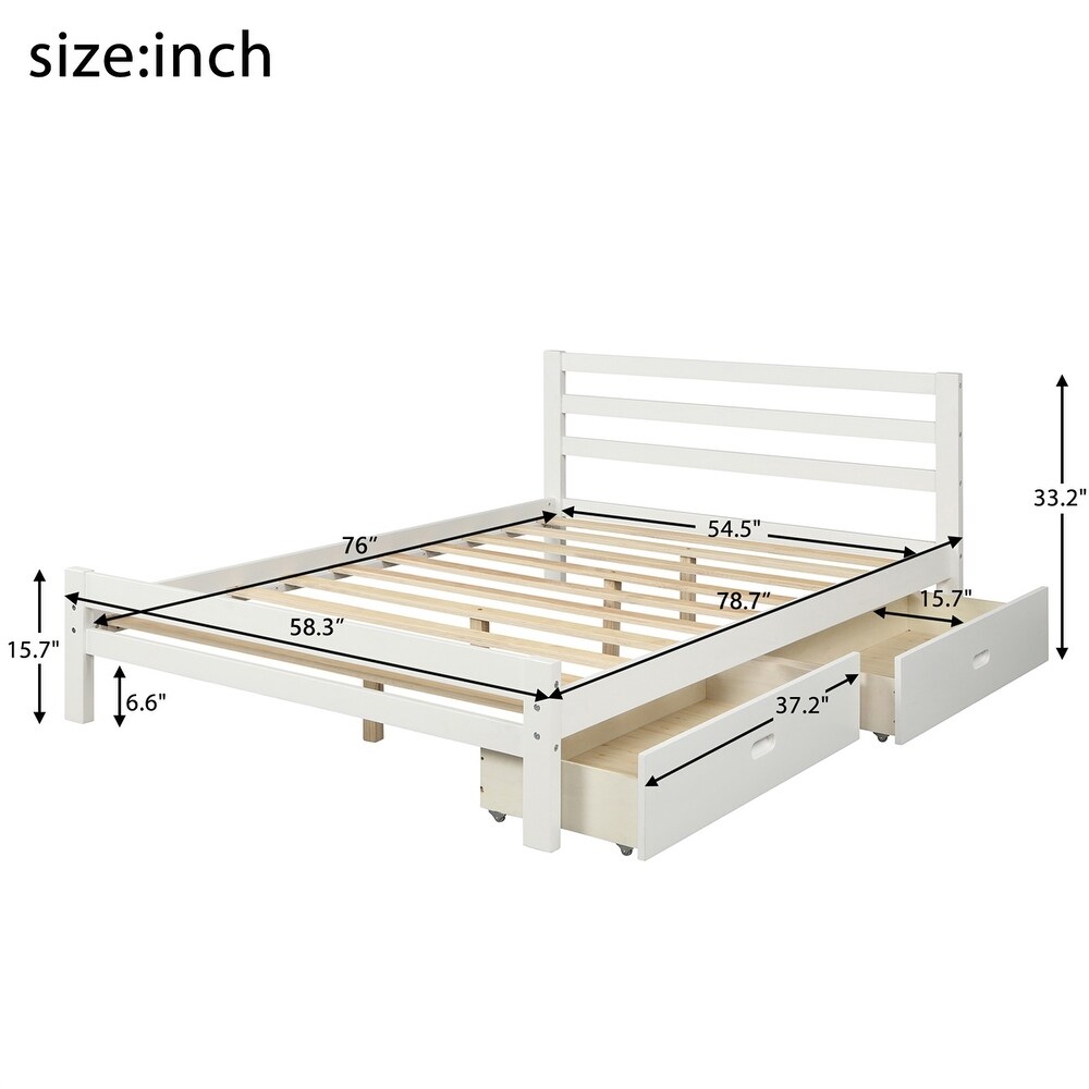 Harper   Bright Designs Wood Bed Frame with Storage Drawers and Headboard