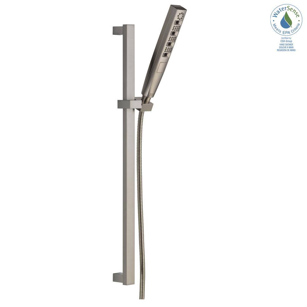 Delta 4-Spray Patterns 1.75 GPM 1.43 in. Wall Mount Handheld Shower Head with H2Okinetic in Lumicoat Stainless 51140-SS-PR